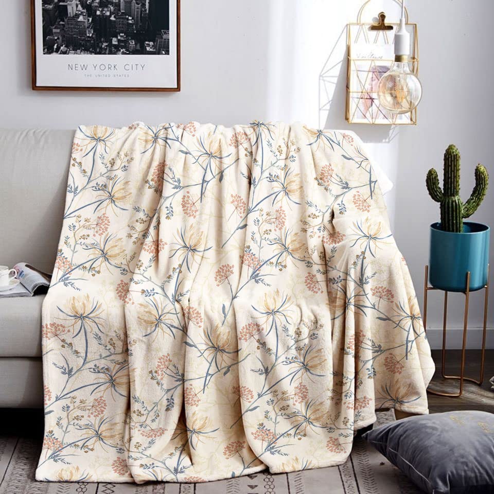 Baby Flannel Blanket 30x40 Inches - Vintage Floral, Ultra Soft For Crib, Stroller, Nursery