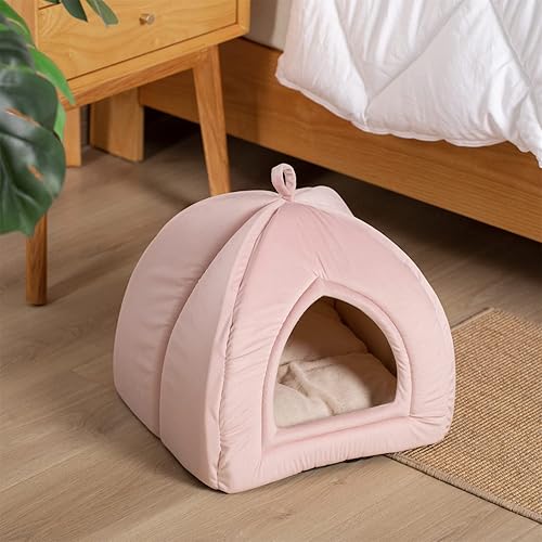 Miniatura 8 de KASENTEX Cama para gatos de interior suministros para mascotas 2 en 1 para gatos grandes o perros pequeños cueva de animales tienda de campaña para