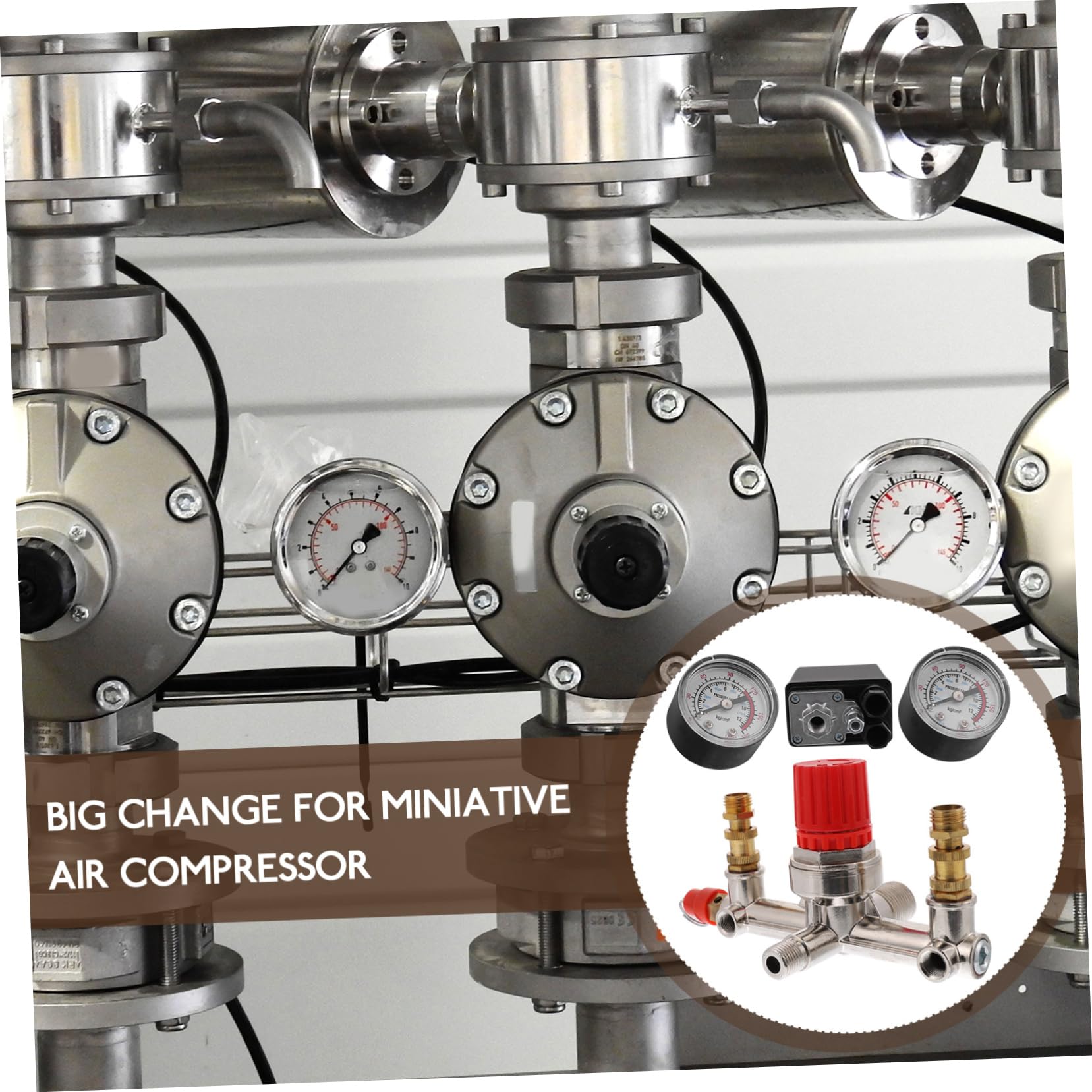 Pressostato per Compressore Aria 175psi 16a con Manometro | Regolatore di Pressione, Interruttore di Controllo, Metallo-plastico, Uso su Air Compressor