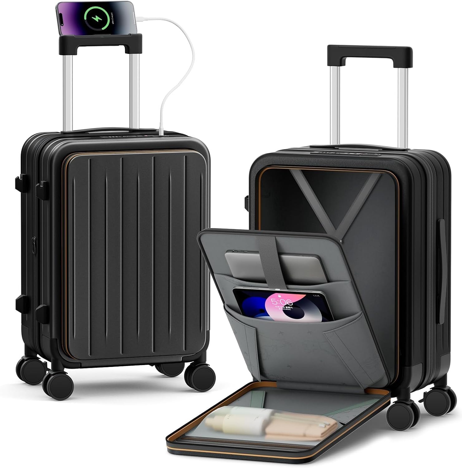 20 Inch Expandable Carry on Luggage Airline Approved with Front Pocket