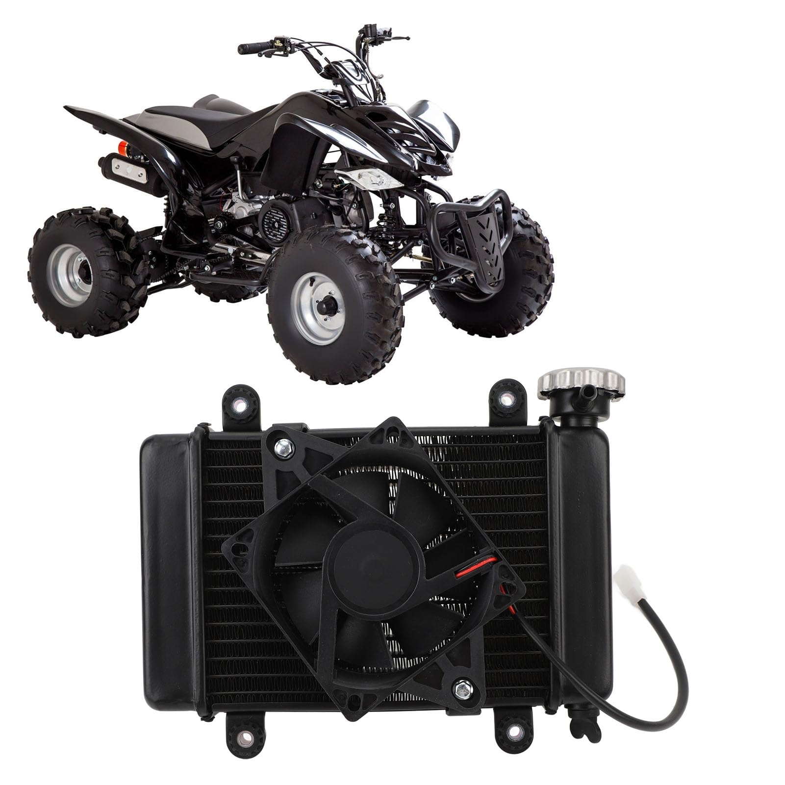 SIXRUN Kit di Raffreddamento Radiatore con Motore Raffreddato Ad Acqua in Lega con Ventola per Ventola per Bici Sterro a Piatto ATV, Installazione Semplice, Costruzione Robusta