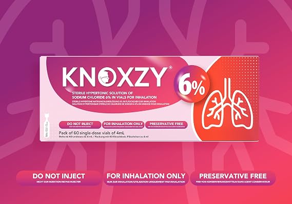 KNOXZY Hypertonic Saline Inhalation Solution 6%. Inhalation Solution for Adults & Children. Box Contains 60 Single dose vials of 4ml.