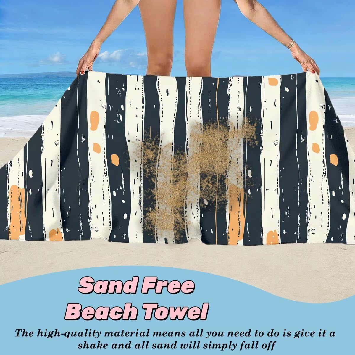 Ręcznik plażowy XXL, 100 x 220 cm, zestaw 2 szt., z mikrofibry, w paski, szybkoschnący, do sauny, fitness, bez piasku, ręcznik plażowy, duży ręcznik do sauny, prezent dla kobiet -4533