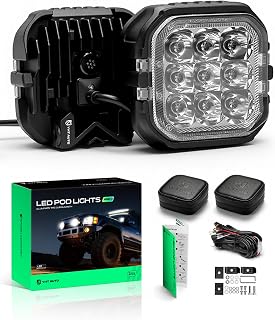 4 Inch LED Pod Lights & Light Cover 45W 6500K 2850LM Spot Beam Off Road Camper Pod Fog Light Bars for for 4x4 Pickup Truck ATV UTV Dirt Bike Motorcycle Boat Trailer IP67 Waterproof Lamp