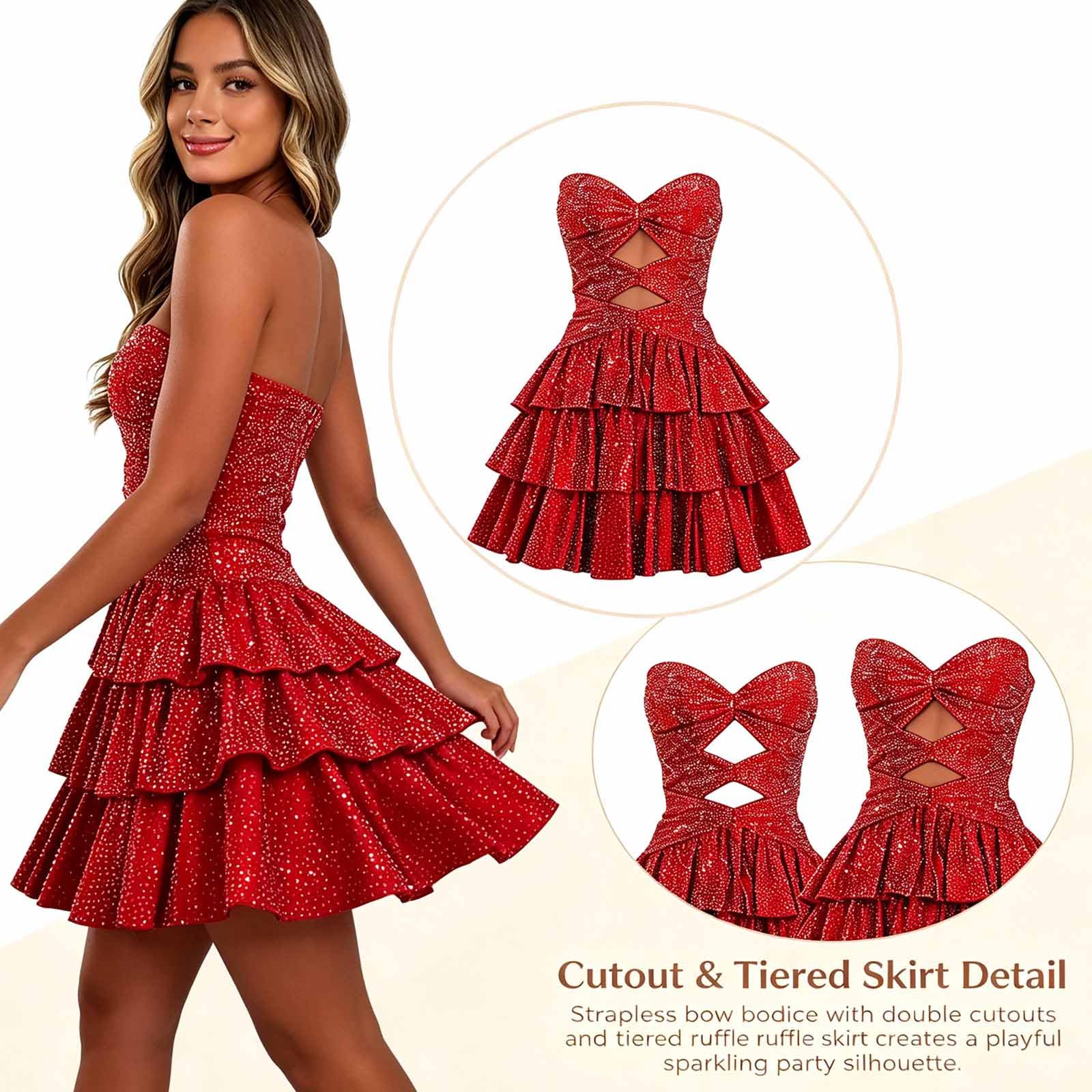 Vestito Breve Serata Glitter Satinato Scollatura Croce Taglio