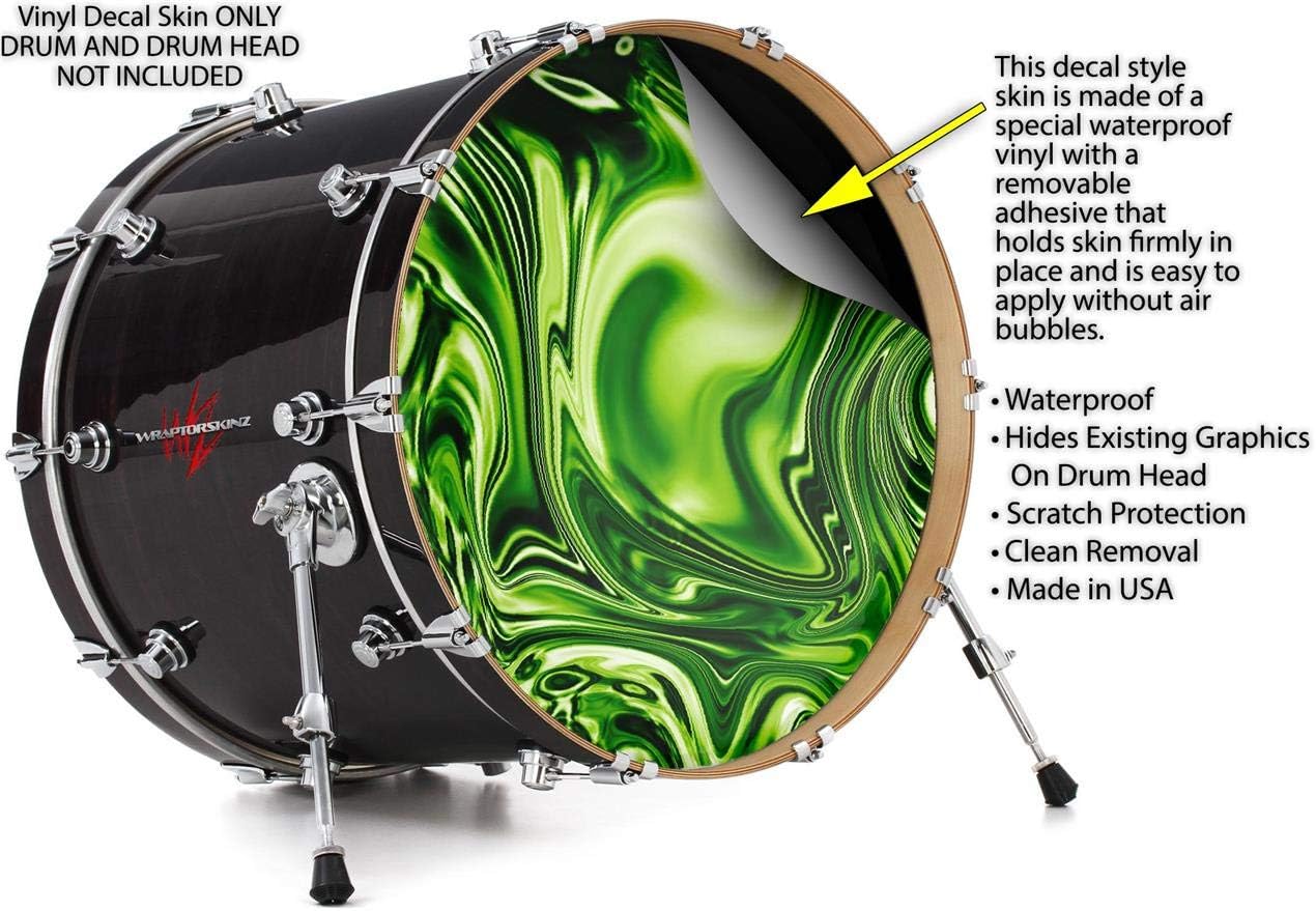 Vinyl Skin Decal Wrap for 22" Bass Kick Drum Head Liquid Metal Chrome Neon Green - DRUM HEAD NOT INCLUDED