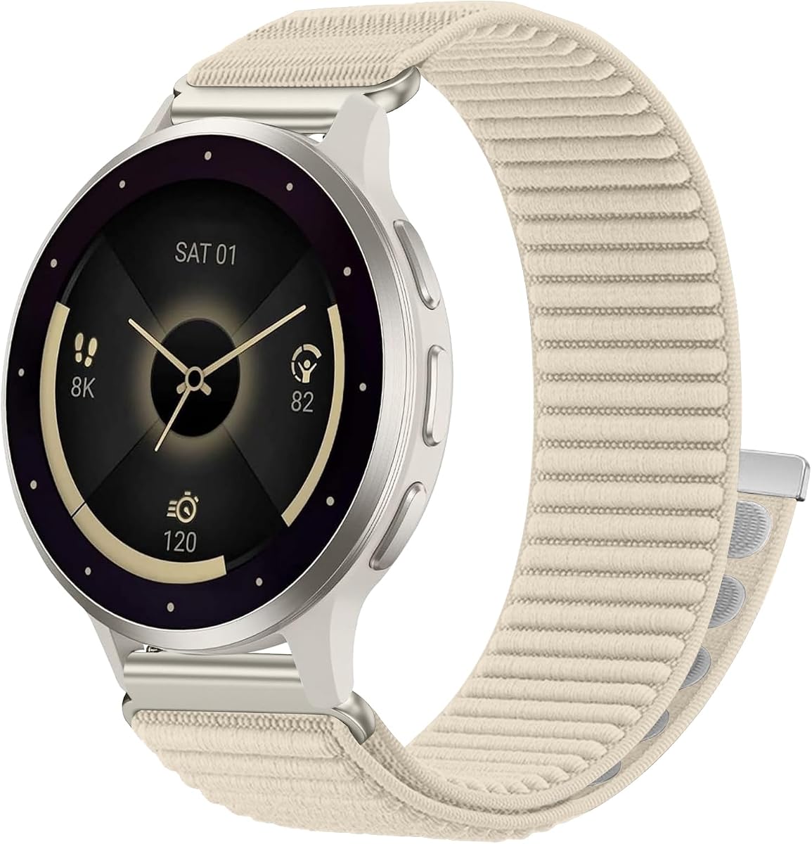 Hook Loop 18mm Watch Band Compatible with Garmin Vivoactive 4S/Vivoactive 3S/Venu 4 41mm/Venu 3S/2S Band, Soft Nylon Breathable Sport Smartwatch Bands for Garmin Forerunner 255S/265S Strap Women Men