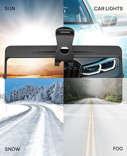 Miniatura 3 de JOYTUTUS Visera solar para automóvil, paquete de 2 extensores polarizados universales antirreflejos, fácil de instalar, extensión de visera de