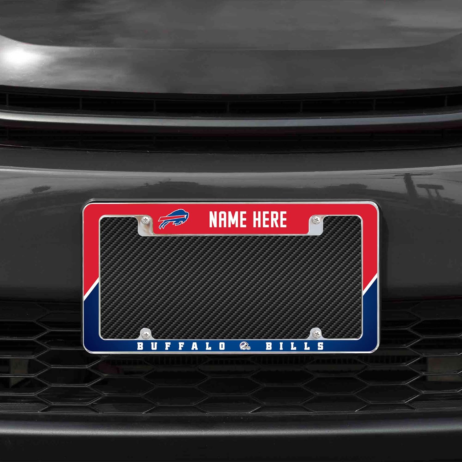 Rico Industries NFL Football Buffalo Bills Personalized/Custom 12" x 6" Chrome All Over Automotive License Plate Frame for Car/Truck/SUV