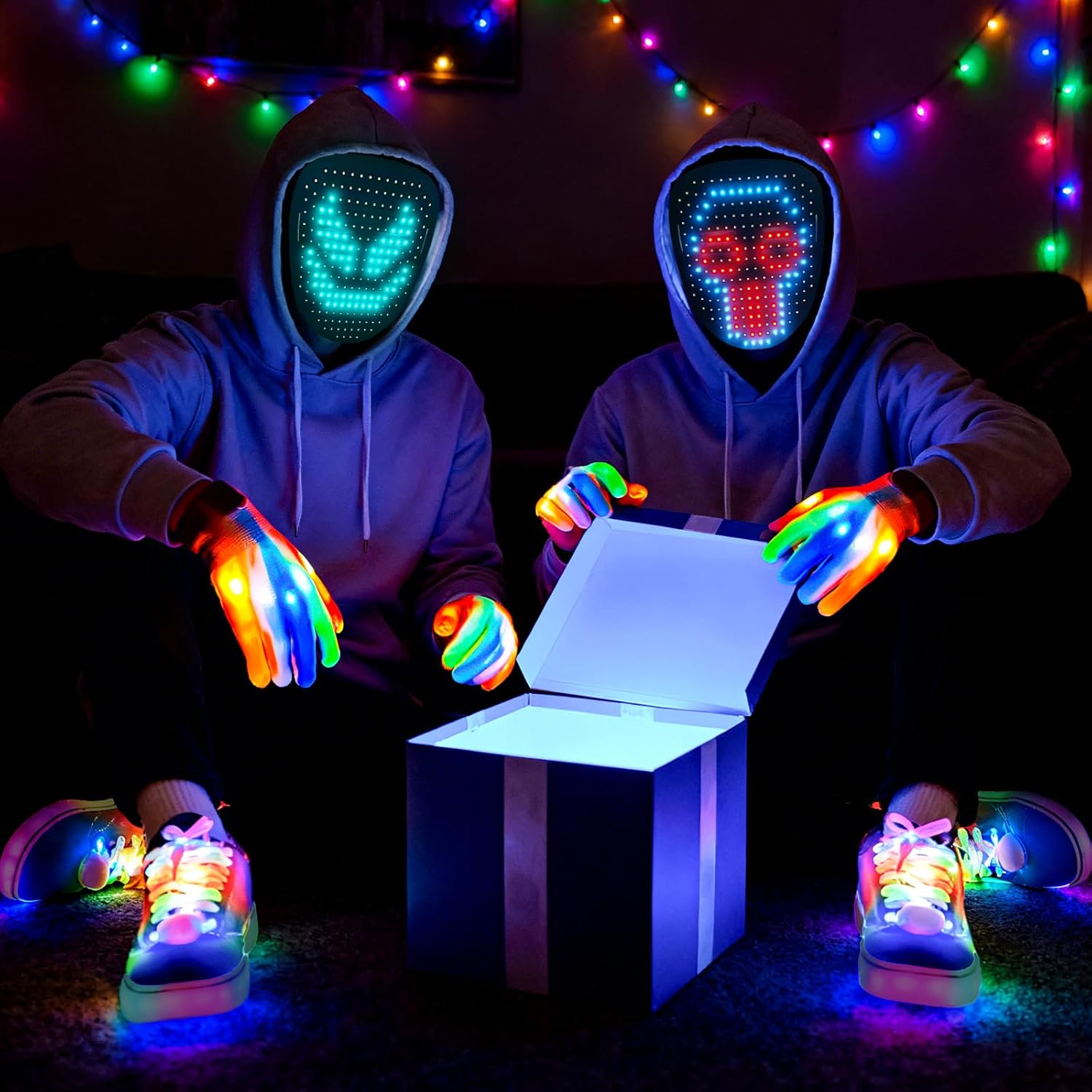 3 Pack LED Mask Costume Set with Gesture Sensing, Gifts for Teens, Cool Stuff Christmas Toys, Light Up Mask Gloves and Shoelaces, Xmas New Year's Eve Holiday Costume Party Favor Accessories - Image 7