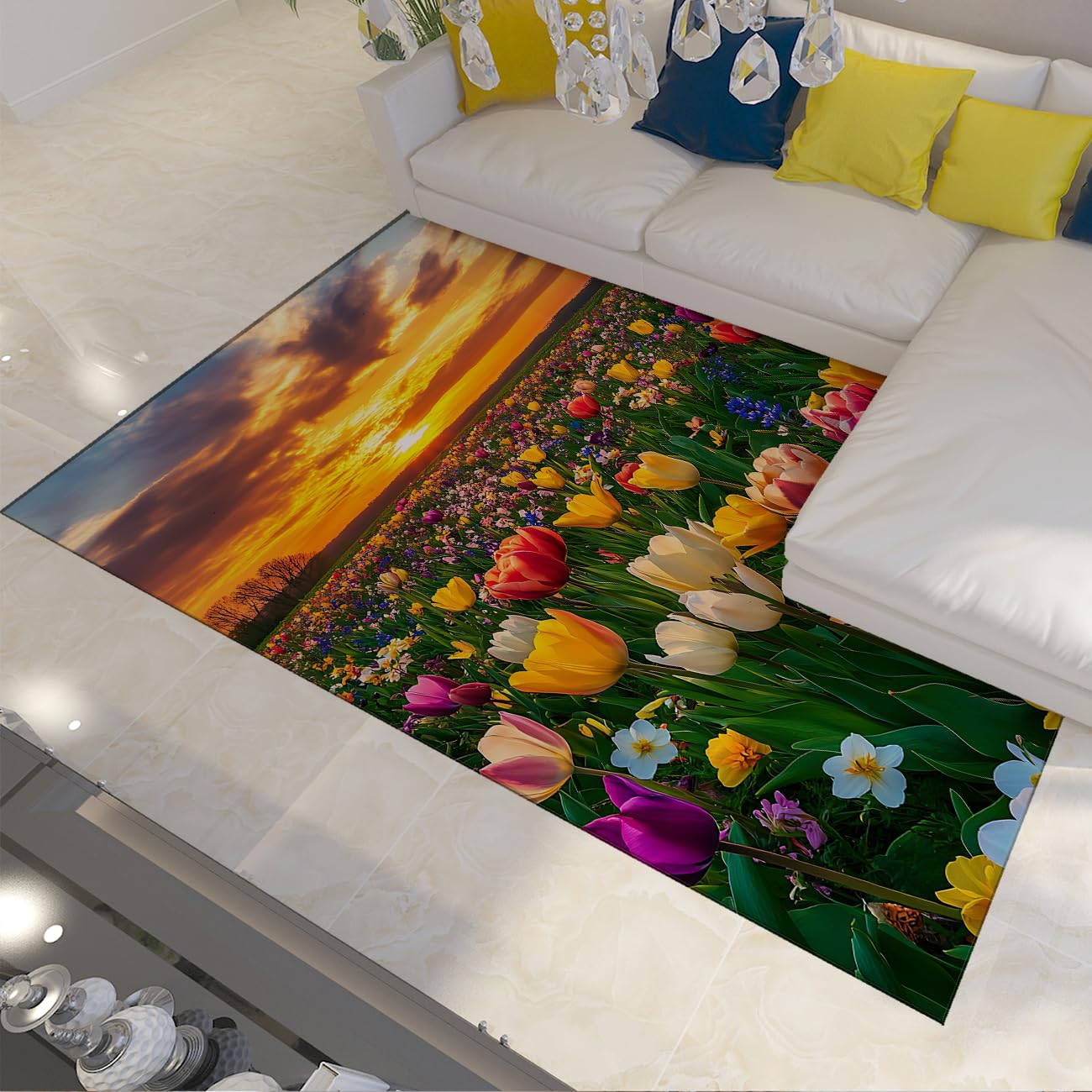 Tapis paysager floral pour une cuisine lumineuse et propre
