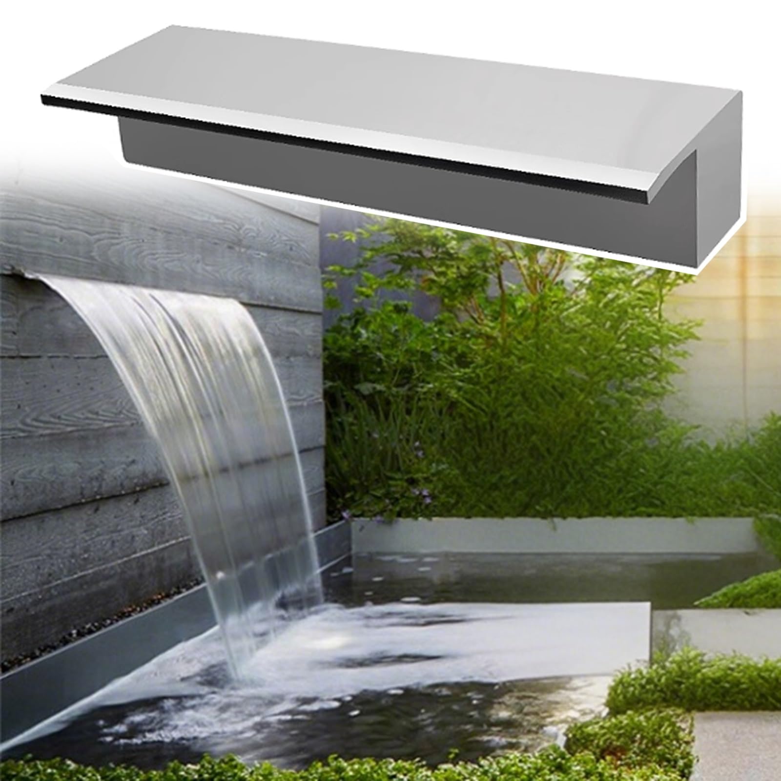 Sheer Descent Outdoor Stagno Cascata Spillway & Wall Fountain – Elegante decorazione per patio per giardino, cortile e paesaggistica crea suoni d'acqua rilassanti