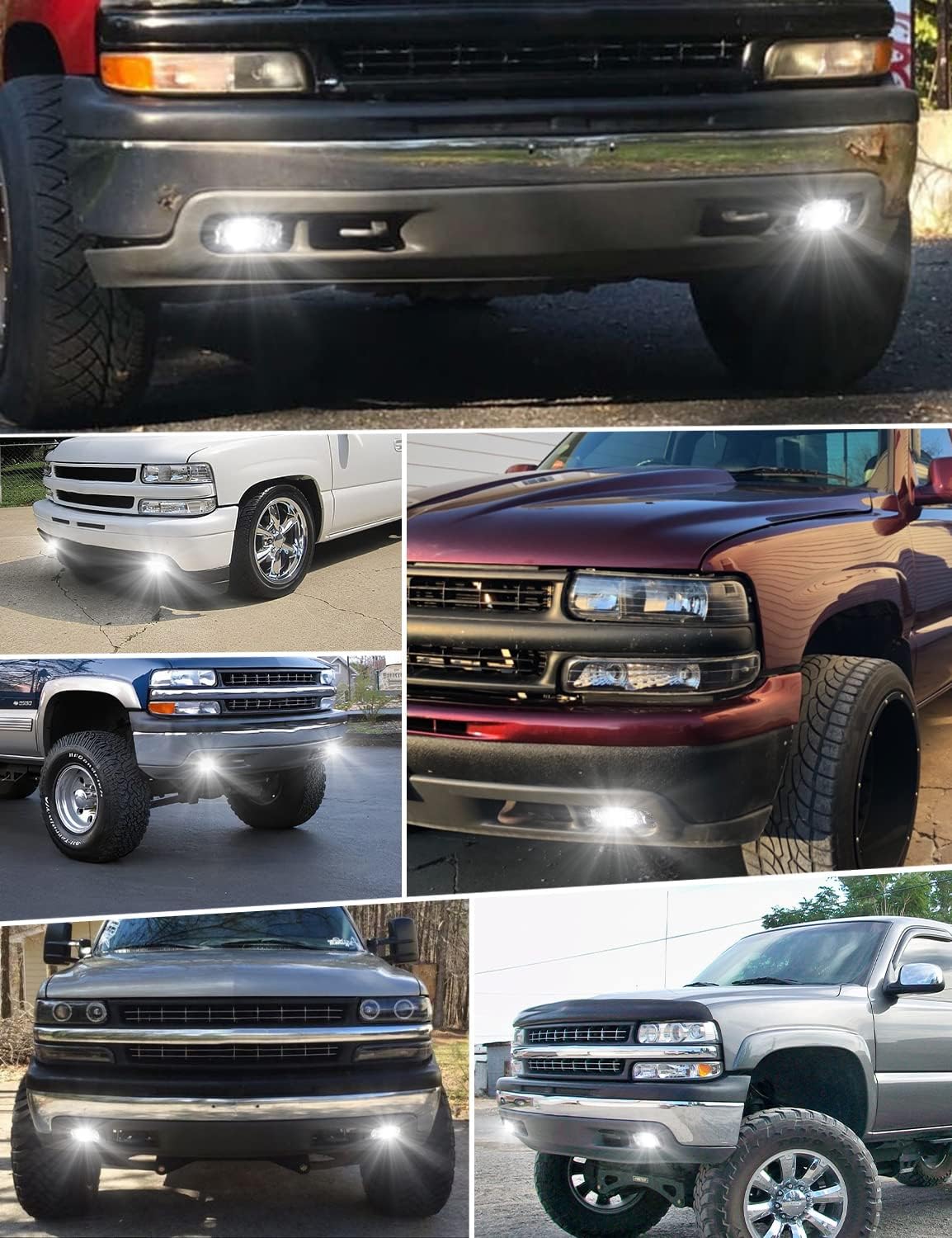 Z-OFFROAD New Version 60W Projector LED Fog Lights Lamps Compatible with Chevy Silverado 1999-2002, Tahoe Suburban 2000 2001 2002 2003 2004 2005 2006 Driving Light Bulbs Clear Lens Replacement
