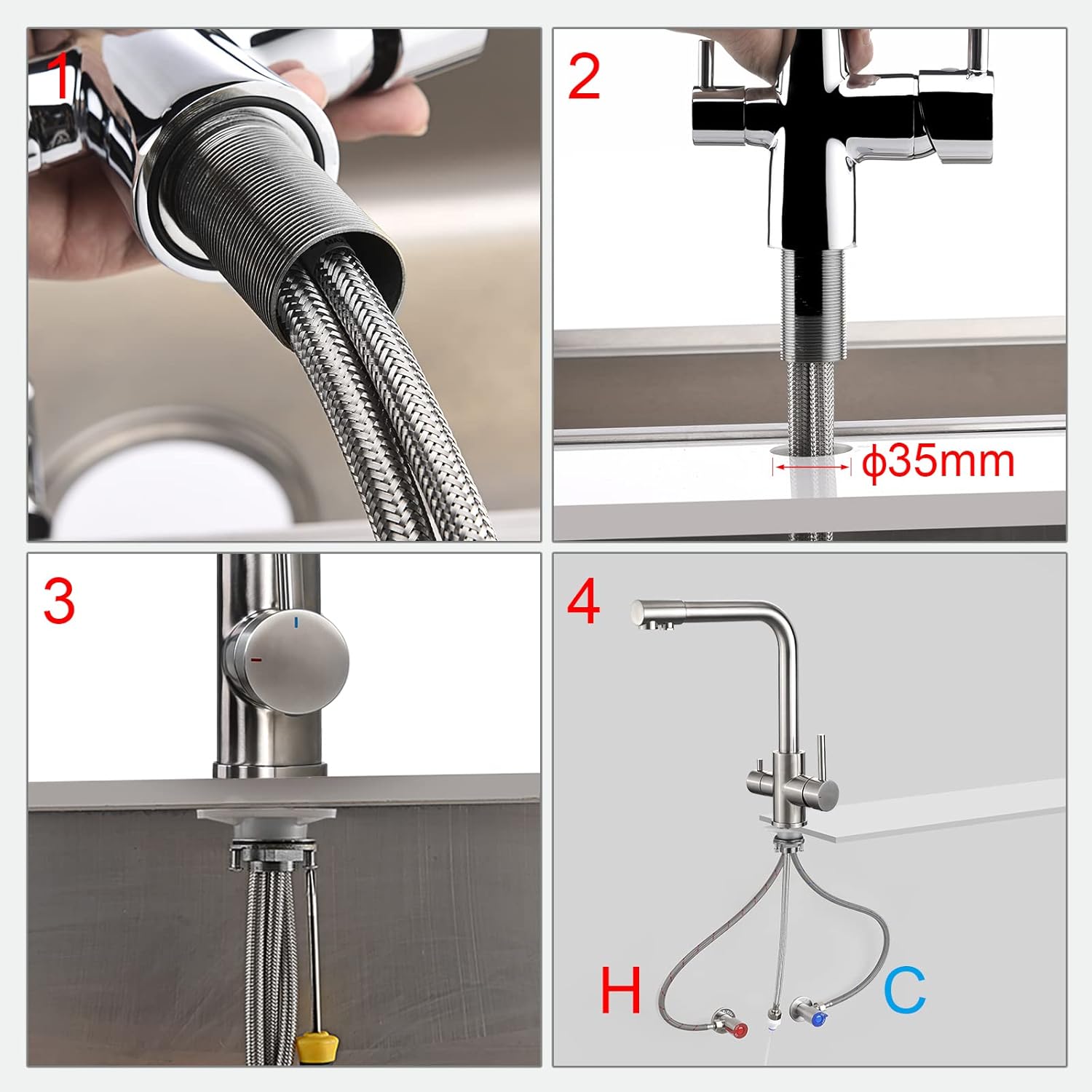Included components for Ibergrif M22109A faucet installation