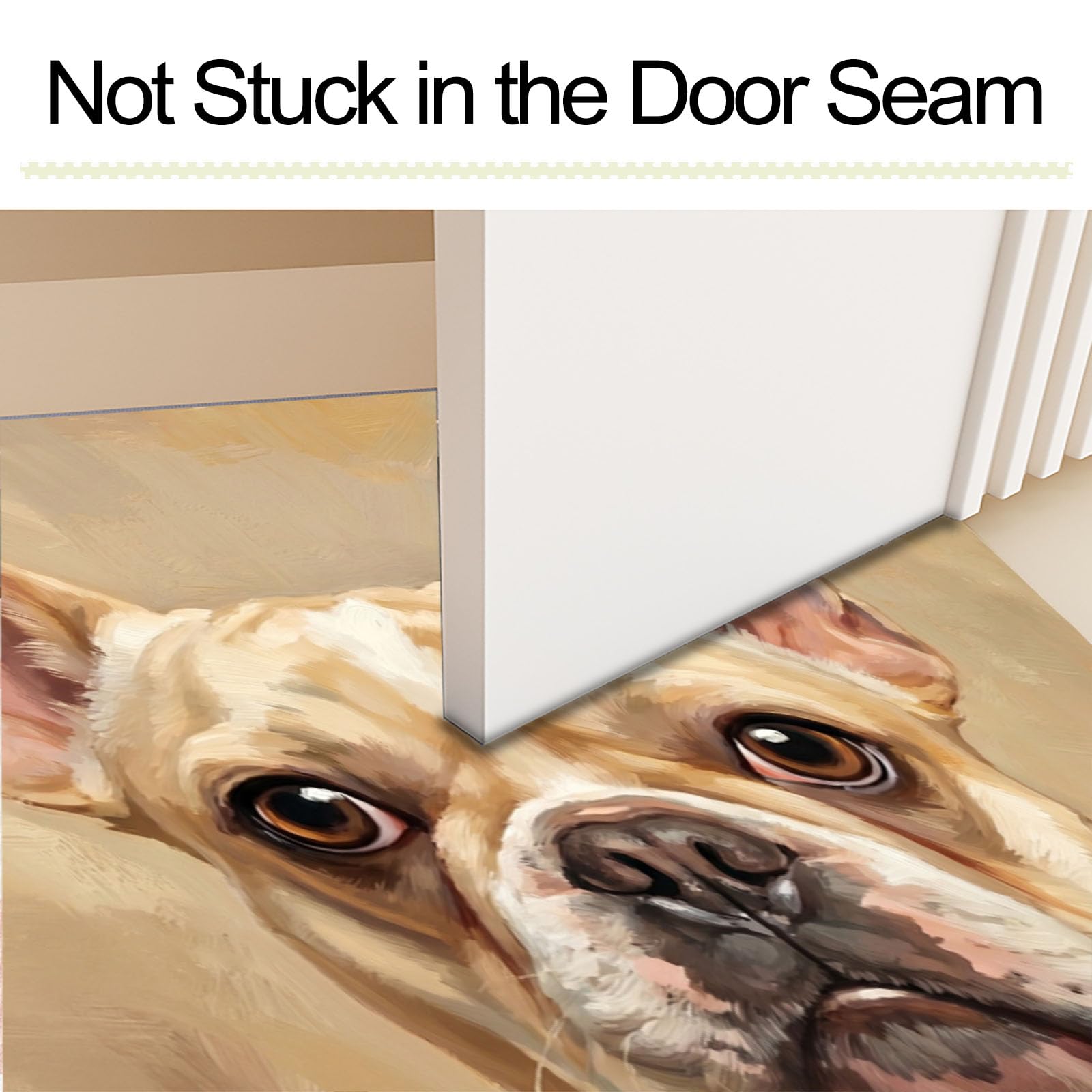 90X150Cm Zerbino Ingresso Interno Antiscivolo Assorbente, Tappeto Microfibra Sottile Lavabile Con Dipinti Antichi Animali Olio Un Adorabile Bulldog Francese Per Cucina Bagno Porta Animali, Marrone