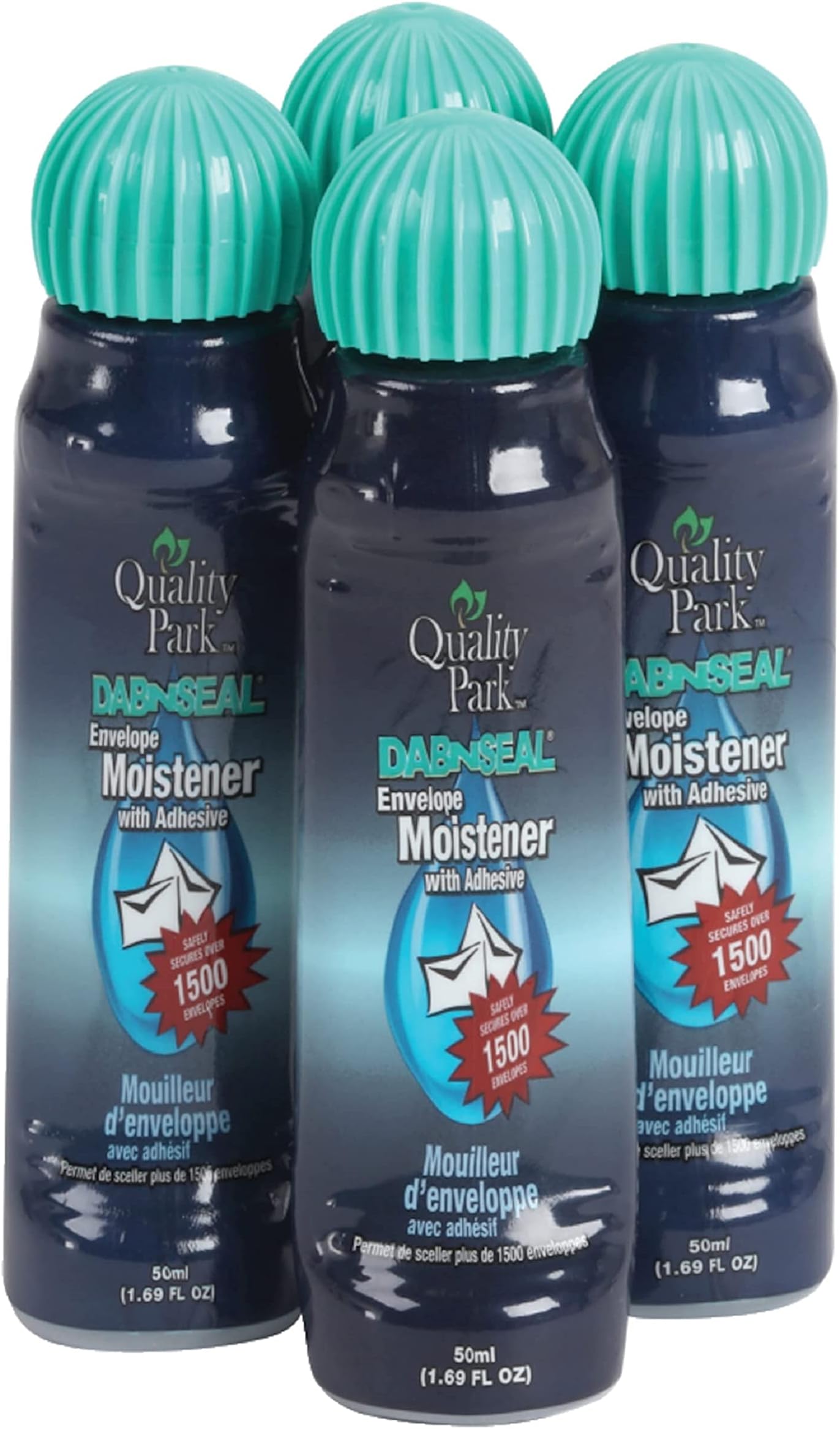 Quality Park Dab-N-Seal Envelope Moistener with Adhesive, 50ML Bottle, 4 Pack (46071)