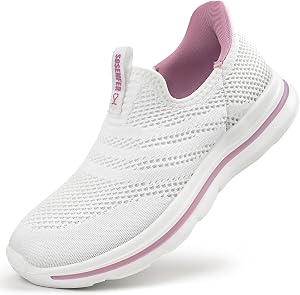 Sosenfer Women's Slip-On Sneakers - Breathable Mesh Lightweight Walking Shoes for Gym Fitness Training, Comfortable Casual Sports Shoes with Slip-Resistant Design