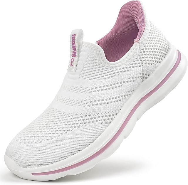 Sosenfer Women's Slip-On Sneakers - Breathable Mesh Lightweight Walking Shoes for Gym Fitness Training, Comfortable Casual Sports Shoes with Slip-Resistant Design