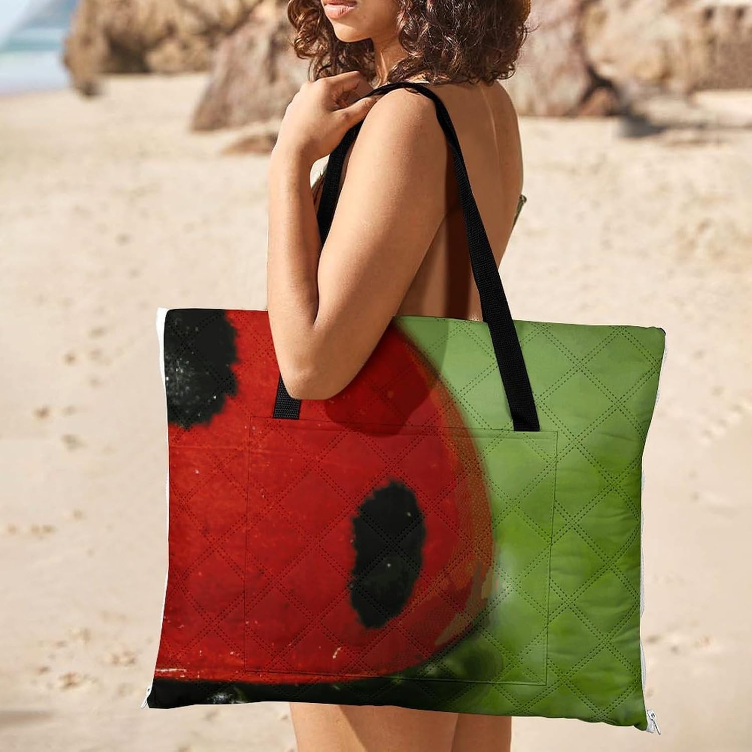 Zhu Ban Ke Picnic Blanket with Zipper Water Resistant Sand Free Picnic Mat Washable Foldable Easy Carry Beach Blanket for Lawn Beach Hiking Camping