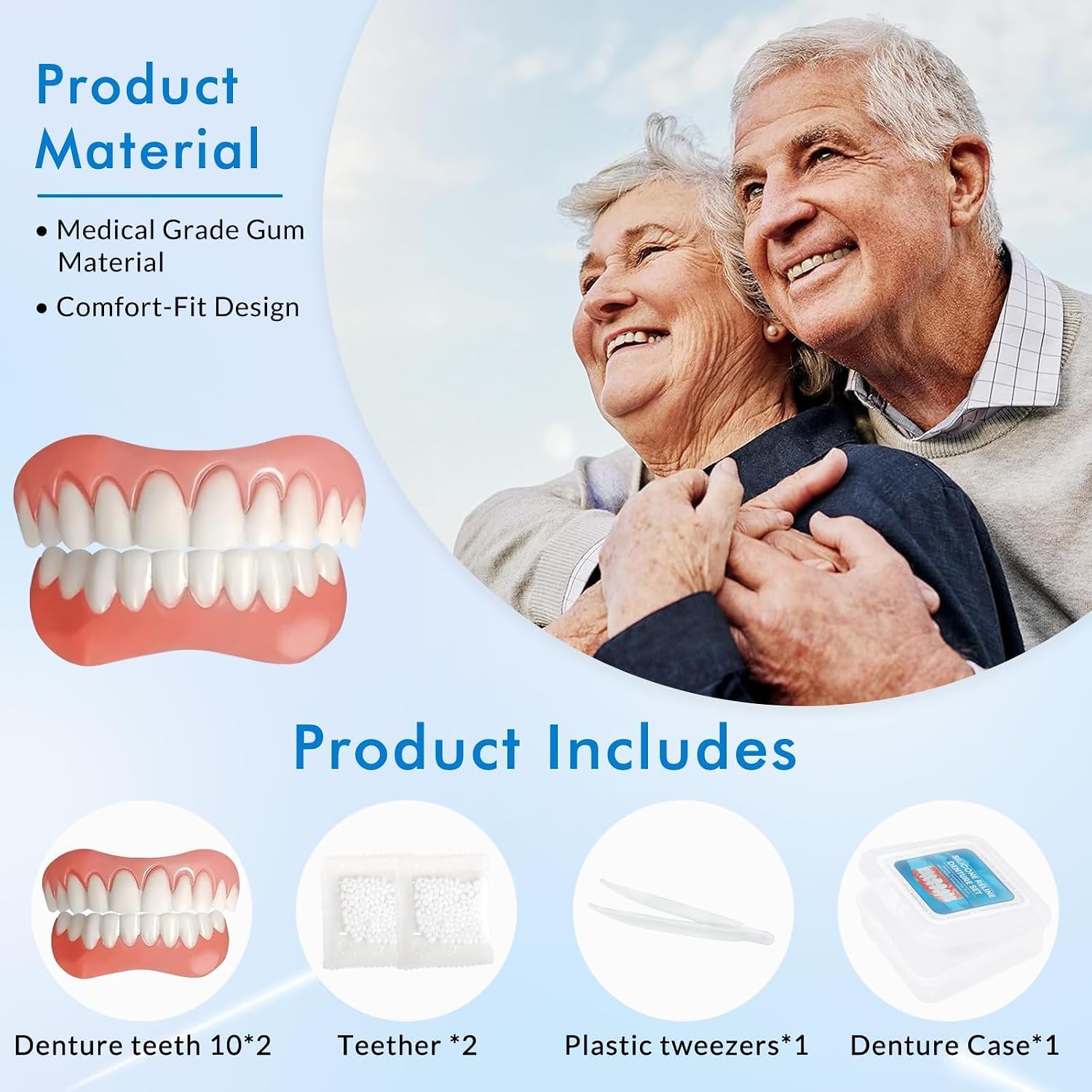 Moldable False Teeth,Silicone Dentures,Men and Veneers Teeth for Women | Upper and Lower Matching Set,Convenient and Quick,Suitable for Daily, Party