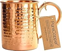 Vista 1 de Taza 100% cobre para Moscow Mule – 12oz martillado cobre puro grueso pared recta
