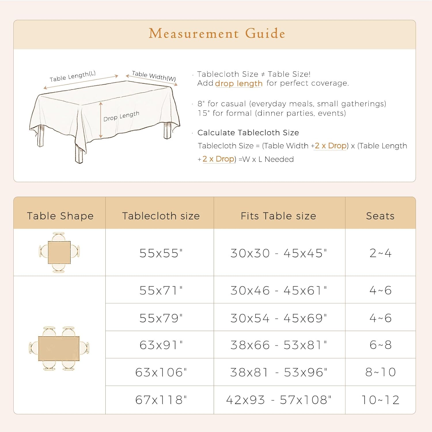 French Linen Tablecloth Rectangular, Vintage Block Print Table Cloth, Waterproof Table Cover for Picnic Dining Party Wedding, Marigold Orange, 55x71'' - Image 7