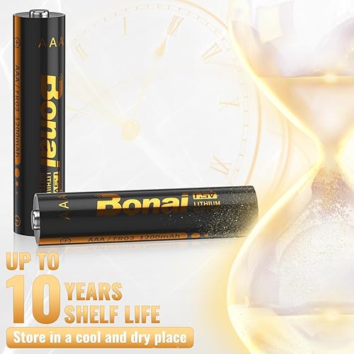 Miniatura 6 de BONAI Baterías de litio AAA, 8 unidades de 1.5 V de alta capacidad de larga duración Triple A baterías de máxima potencia para dispositivos de alta