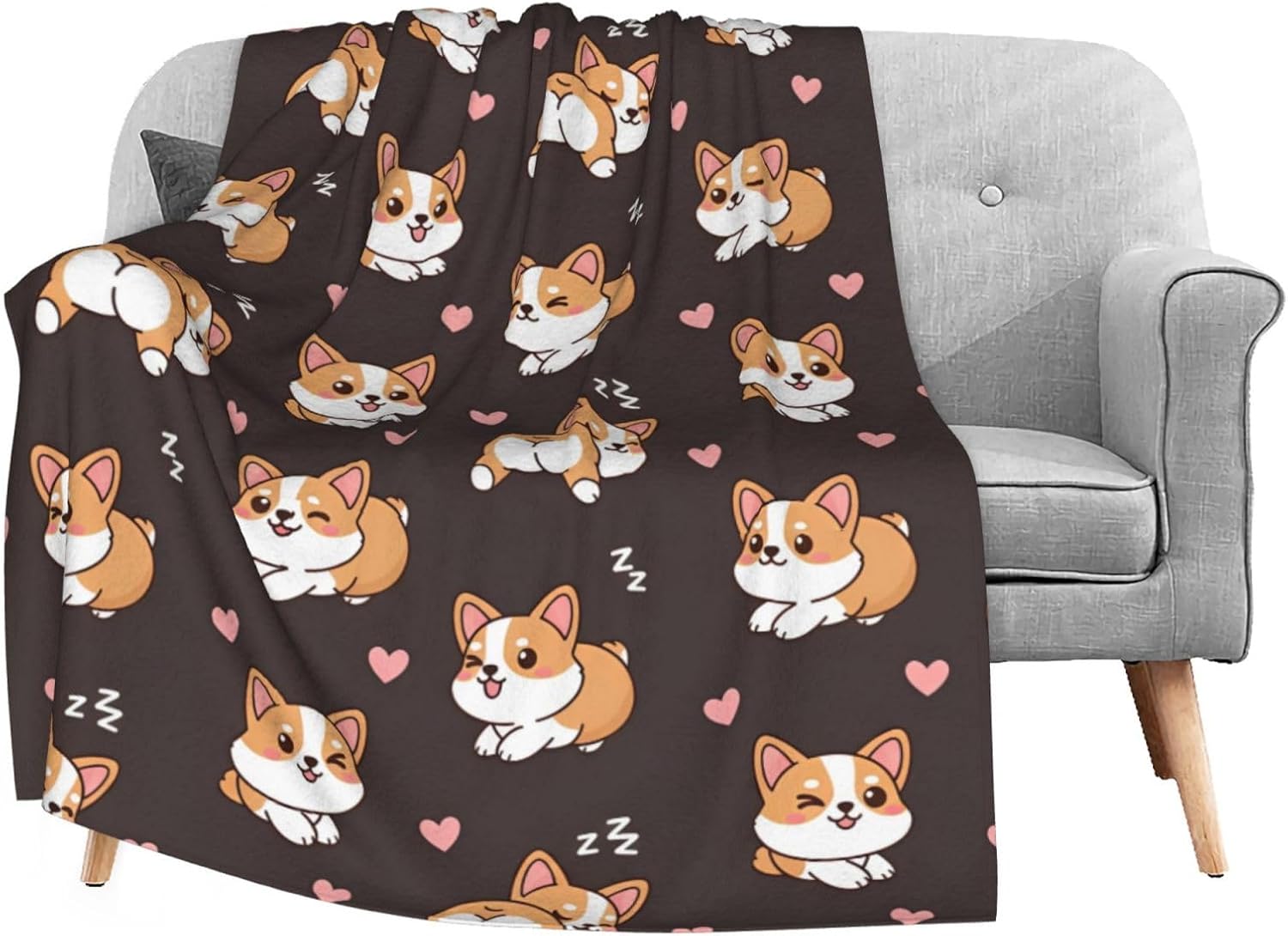 Dujiea Funny Food Sushi Flannel Fleece Throw Blanket 50"x60", Living Room/Bedroom/Sofa Couch Warm Soft Bed Blanket for Girls Boys Adults All Season Ultra Soft