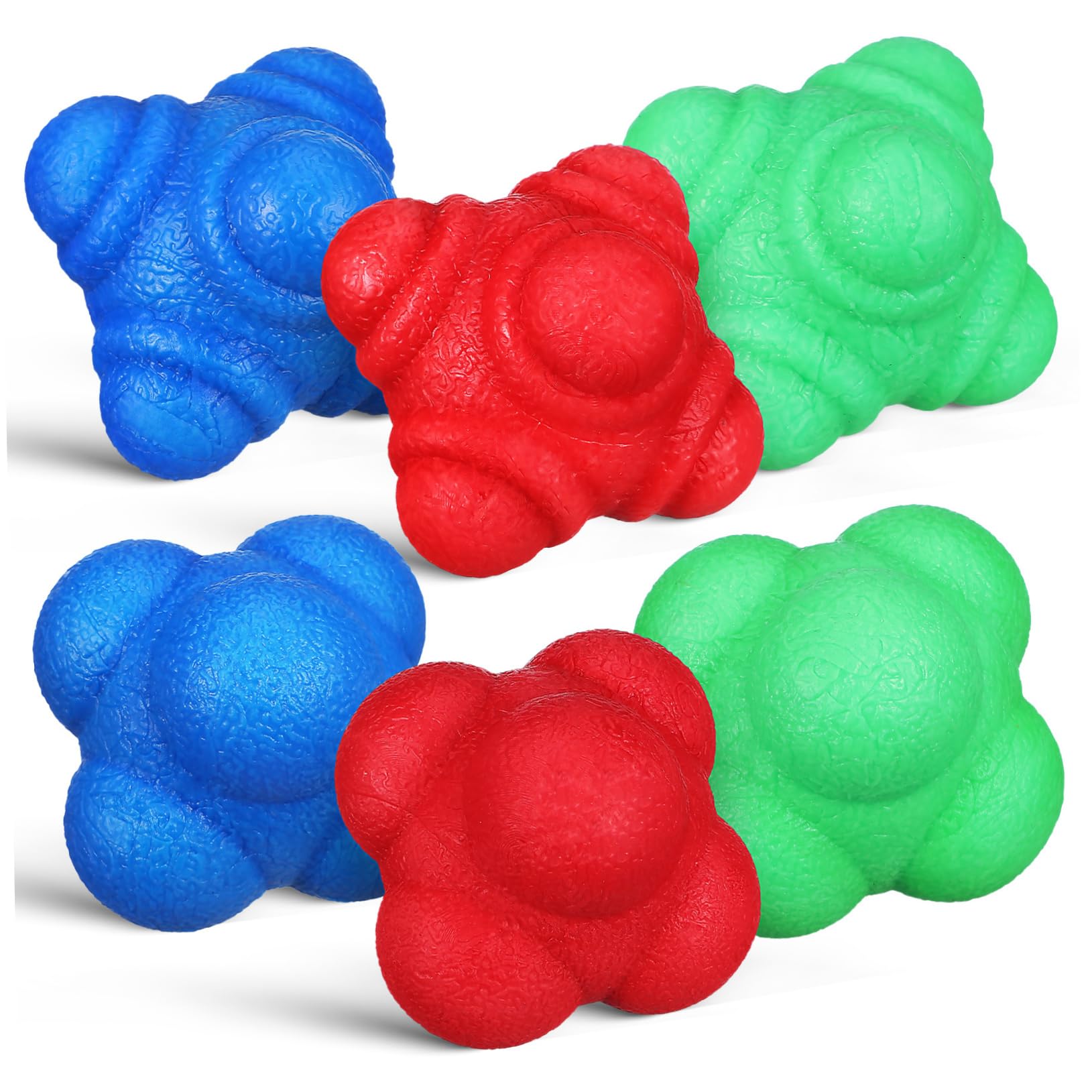 ibasenice 6 Pack Hexagonal Reaction Training Balls Improve Reaction Speed Coordination Lasting Elastic Fitness Balls for Boys and Girls Adults Portable Lightweight