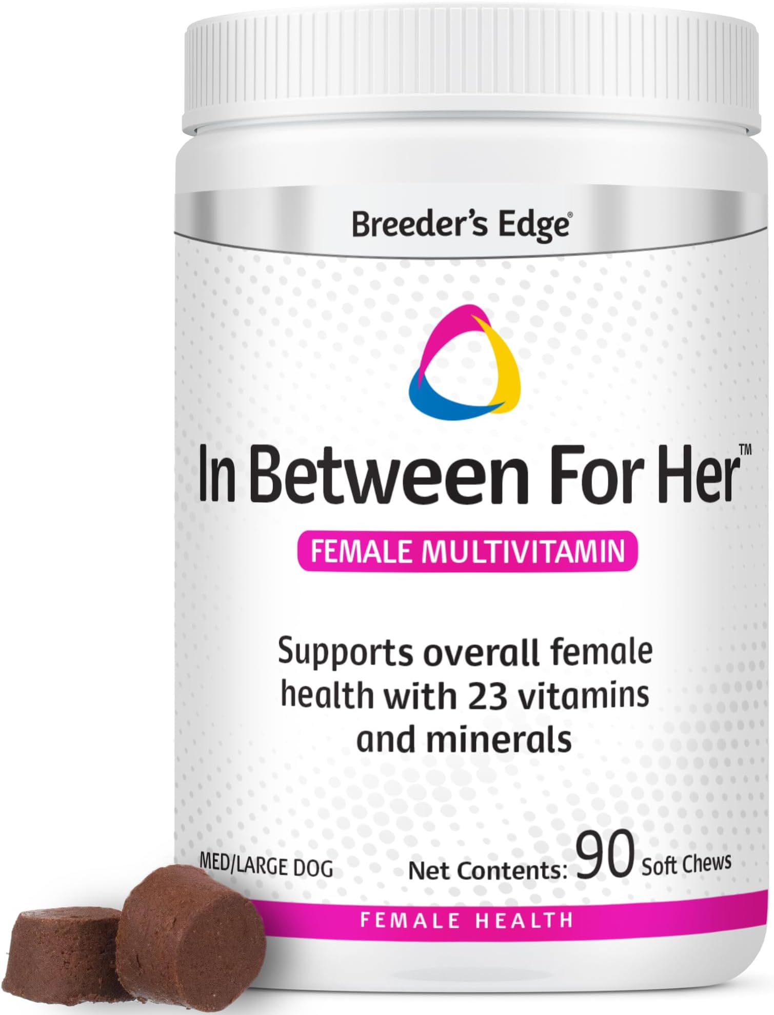 Breeder's Edge in Between for Her, Daily Multivitamin Supplement for Breeding Dogs and Cats, Fills Nutritional Gaps, and Supports Moms in Between Breeding, 90ct Medium & Large Dog