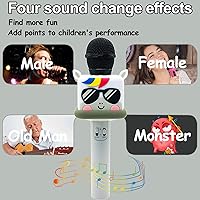Vista 4 de Micrófono de karaoke para niños y niñas, máquina de micrófono de juguete inalámbrico con 4 cambios de sonido, regalo de canto de mano, para Navidad