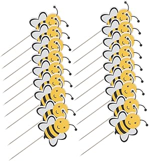 Beaupretty 72 Piezas Decoración del pastel de abejas Toppers de de papel decoración de pasteles de cumpleaños de madera Amarillo