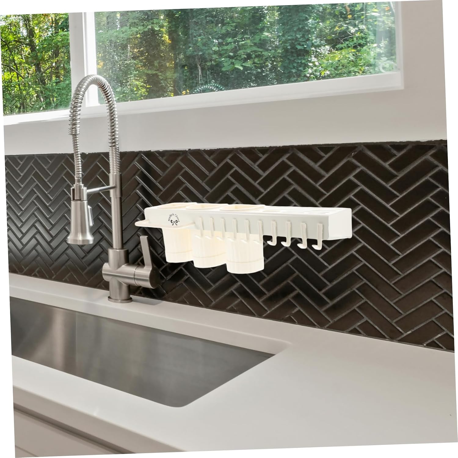 Wall Mounted Kitchen Knife Rack Organizer No Drill Multifunctional Shelf with Hooks for Spice Utensils and Cutting Boards Adaptable Storage for Kitchen Tools and Pantry Items