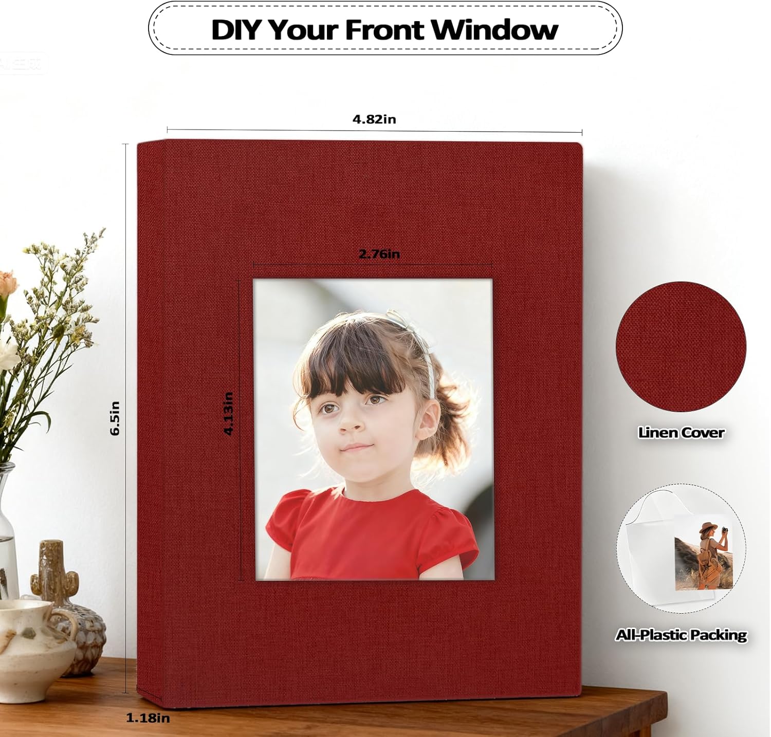 Popotop 2 Pack Photo Album 4x6 Pictures, Small Linen Slip-in Photo Albums Book for 80 Photos with 40 Pockets, Birthday Gifts for Women Mom Family Baby - Image 4