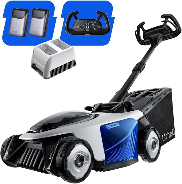Tondeuse à gazon sans fil autotractée 43 cm, 2 batteries 20V 4.0Ah, bac 50 L, hauteur 25-75 mm