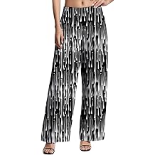 ZOCAVIA Striped Wide Leg Pant for Women High Waist Palazzo Pants Summer Flowy Baggy Trousers with Pockets