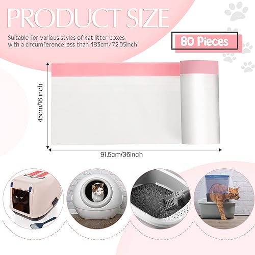 Miniatura 9 de Sabary 30 forros grandes para cajas de arena para gatos con cordón, bolsas de basura resistentes para gatos y gatos, bolsas de basura gruesas para