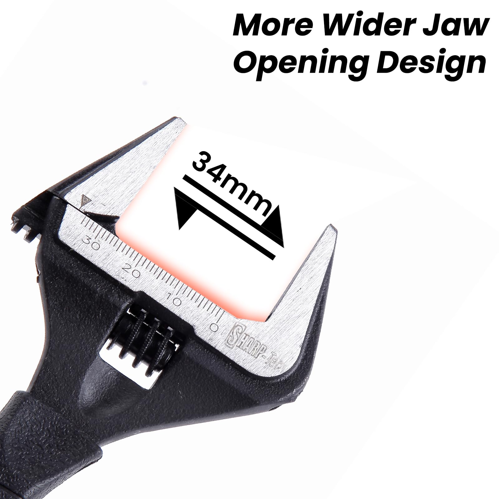 Sharp-tec 6-Inch Adjustable Spanner Wrench (150mm), 34mm Wide Jaw Large Opening, Chrome Vanadium Steel, Black Oxide Finish - Image 2