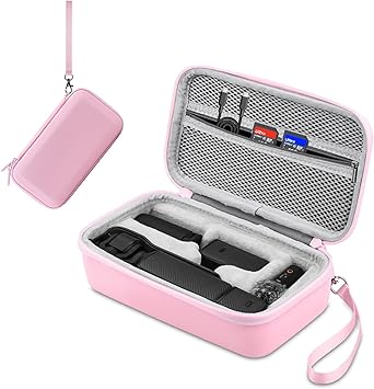 Osmo Pocket 3 Case, Portable Carrying Bag Compatible for DJI Osmo Pocket 3 Vlogging Camera, Hard Storage Bag with Wrist and Carabiner, Pink Color Surface Waterproof Travel kit Combo Accessories