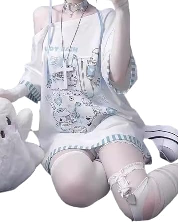 Cutecore Oversized Graphic Tees Kawaii Harajuku Whimsy Twee Shirt Mori Kei Jojifuku Shoujo Clothes