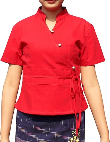 RaanPahMuang algodón para mujer, hecho a mano, estilo imperial, hecho a mano, estilo tailandés