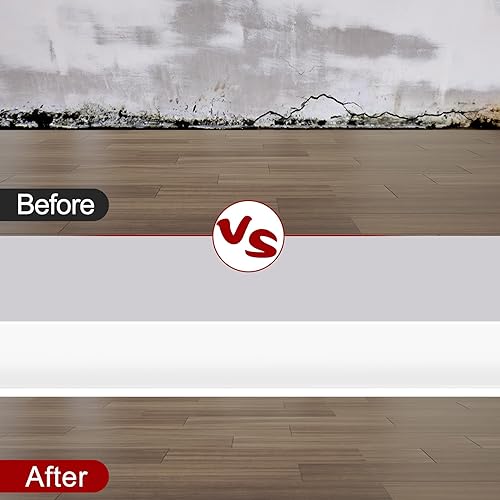 Miniatura 6 de ToLanbbt Base de pared para zócalo de 53 pies, base de vinilo flexible autoadhesiva, 4 pulgadas, despegar y pegar, evita el polvo, base de goma para