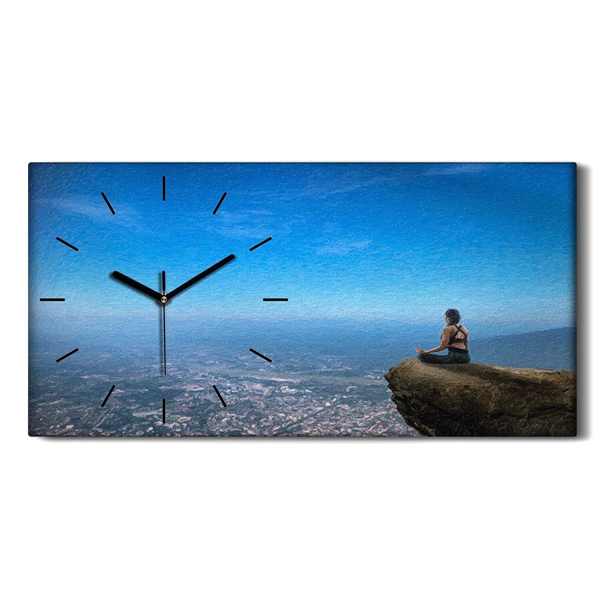 Horloge sur Toile Mains Noires Coloray - Horloge Silencieuse 60x30cm Sans Tic-Tac