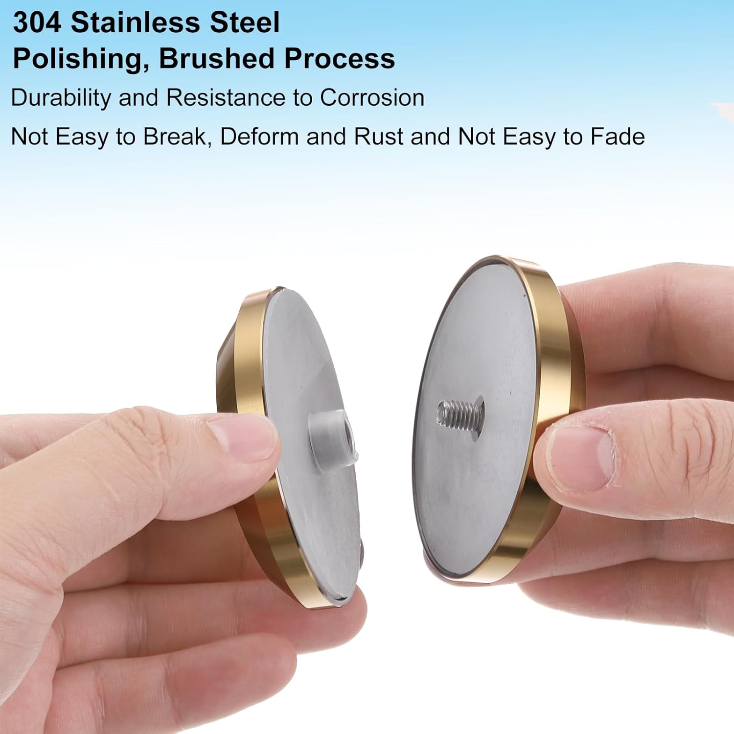 uxcell 2PCS Round Shower Glass Sliding Door Handles, 304 Stainless Steel Back-to-Back Bathroom Door Handles with Screw, Paste Fixing Shower Pulls Door Pocket Sliding Knobs, Gold