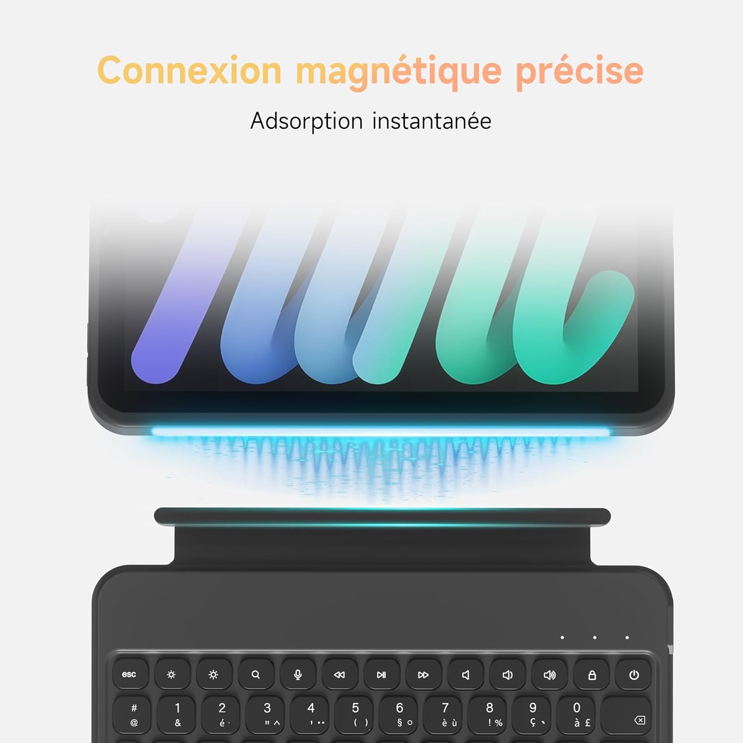 HOU Keyboard Case showing precise magnetic connection between iPad and keyboard