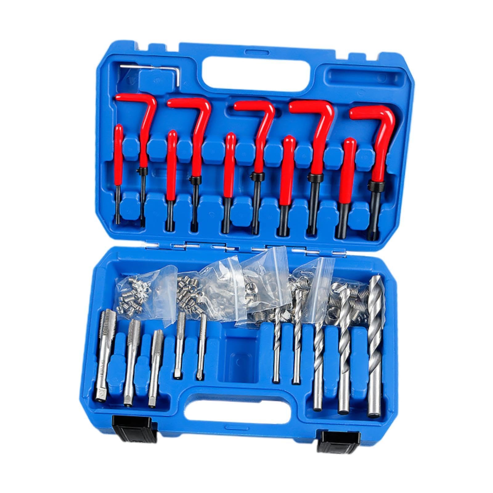Kit metrico da 131 pezzi, inserti filettati per maschiatura M5 M6 M8, strumenti di installazione per la rottura, kit di riparazione