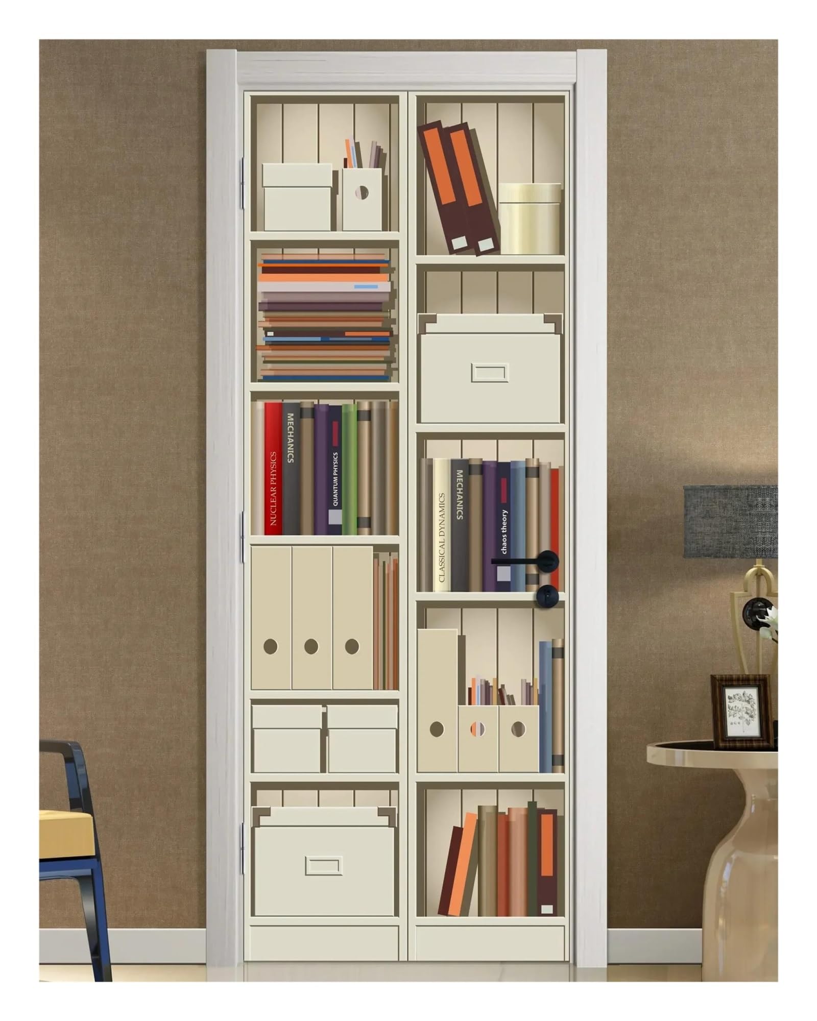 Espace stéréoscopique 3D papier peint auto-adhésif de porte chambre 85x215cm