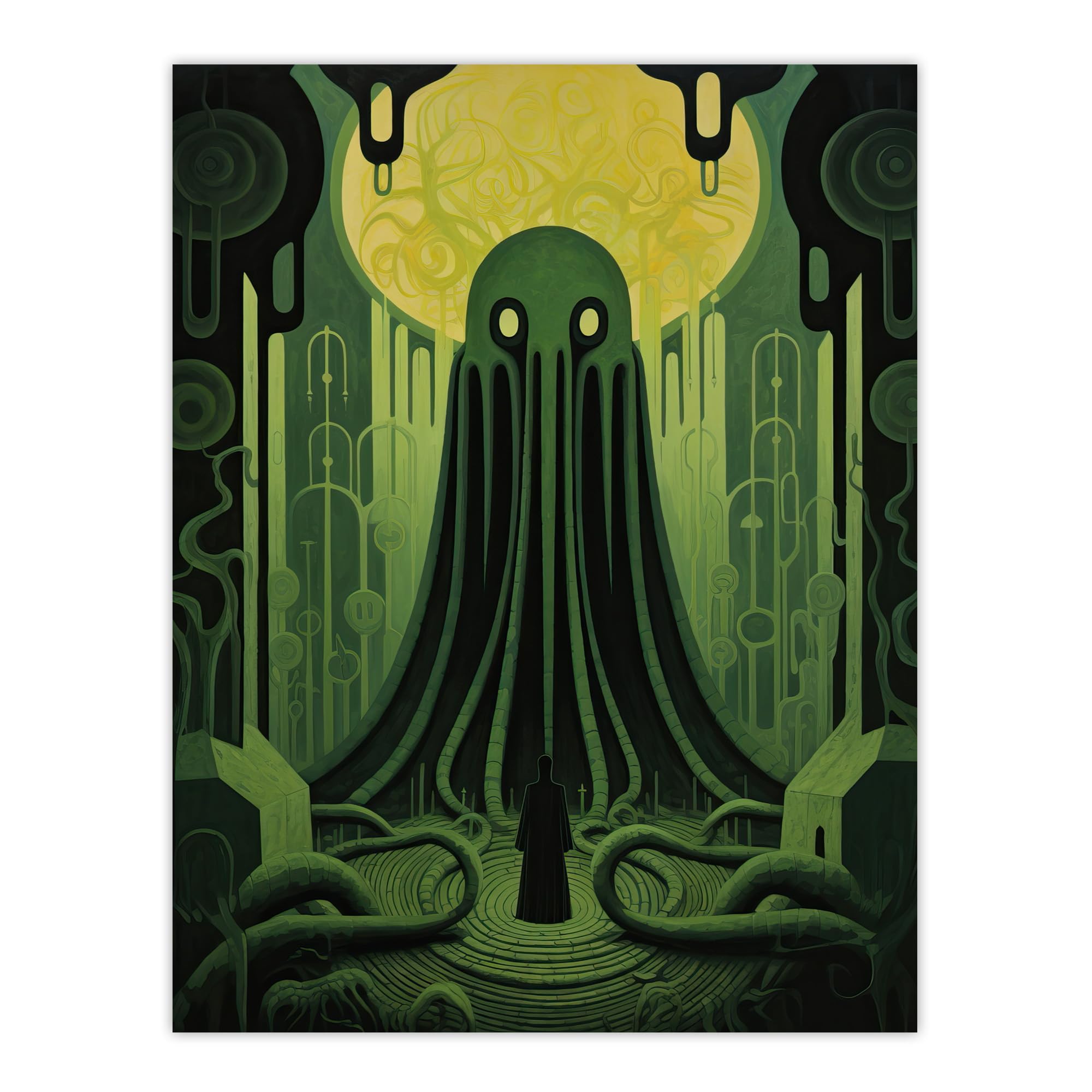 Artery8 The Rise Of Cthulhu H.P. Lovecraft Mythos Horror Madness Artwork Painting Large Wall Art Poster Print Thick Paper 18X24 Inch
