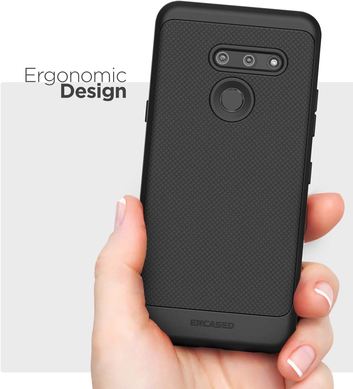 Encased Thin Armor for LG G8 ThinQ Case (Slim Fit) Flexible Grip Cover - Black