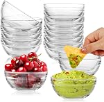 3.5inch Glass Mixing Bowls 12Pack, Clear Stackable 9cm Small | Glass Bowls Ideal for Kitchen Baking & Prepping, Salad Fruits Snack Nut Storage, Dessert, Ice Cream